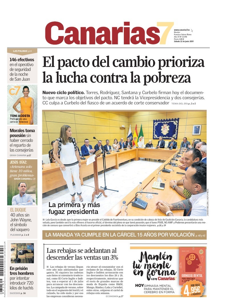 Portada Canarias7 22-06-2019
