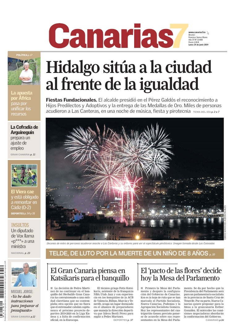 Portada Canarias7 24-06-2019