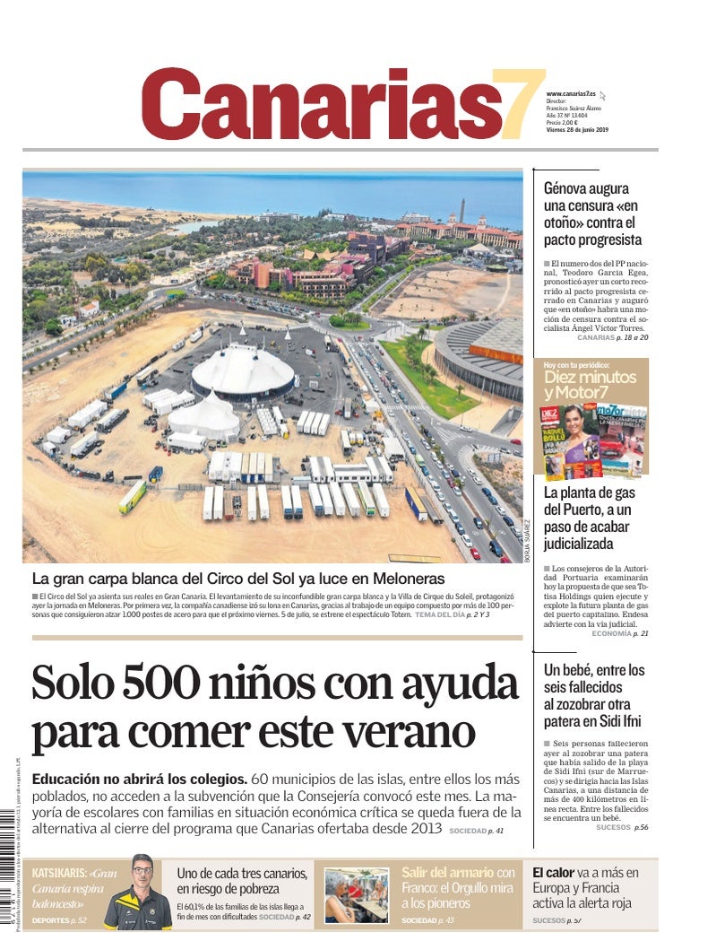 Portada Canarias7 28-06-2019