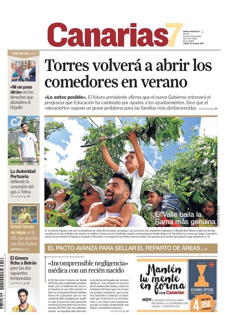 Portada Canarias7 29-06-2019