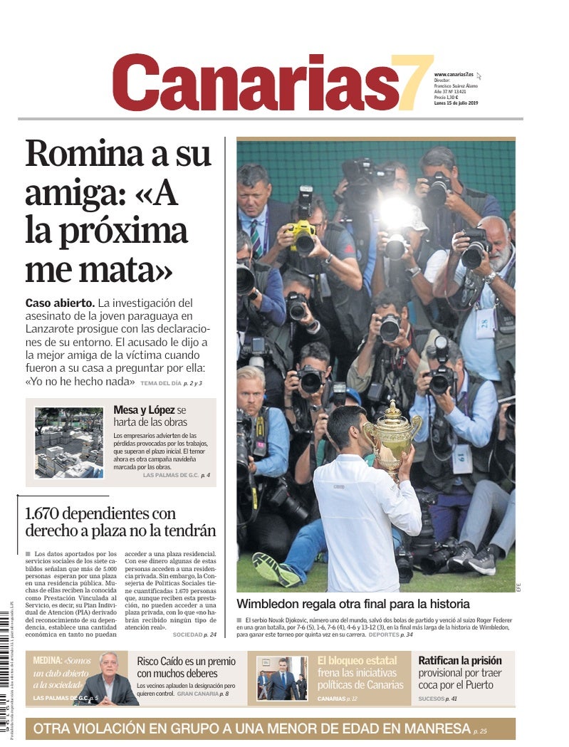 Portada Canarias7 15-07-2019