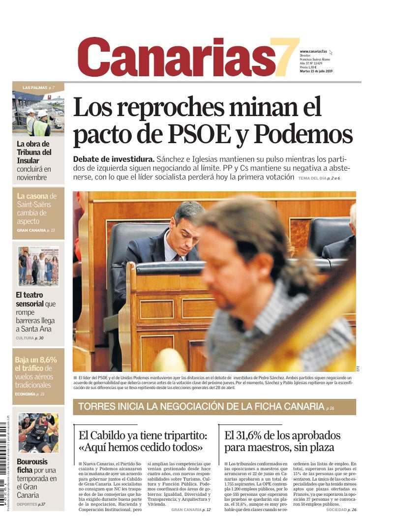 Portada Canarias7 23-07-2019