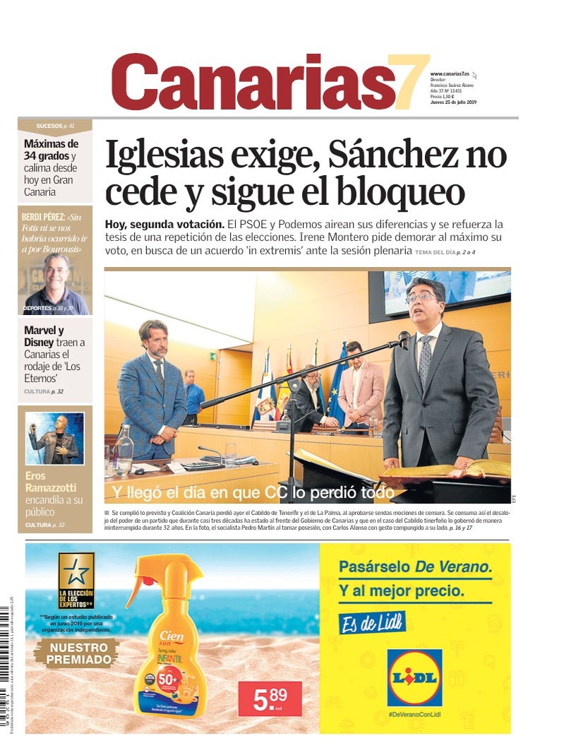 Portada Canarias7 25-07-2019