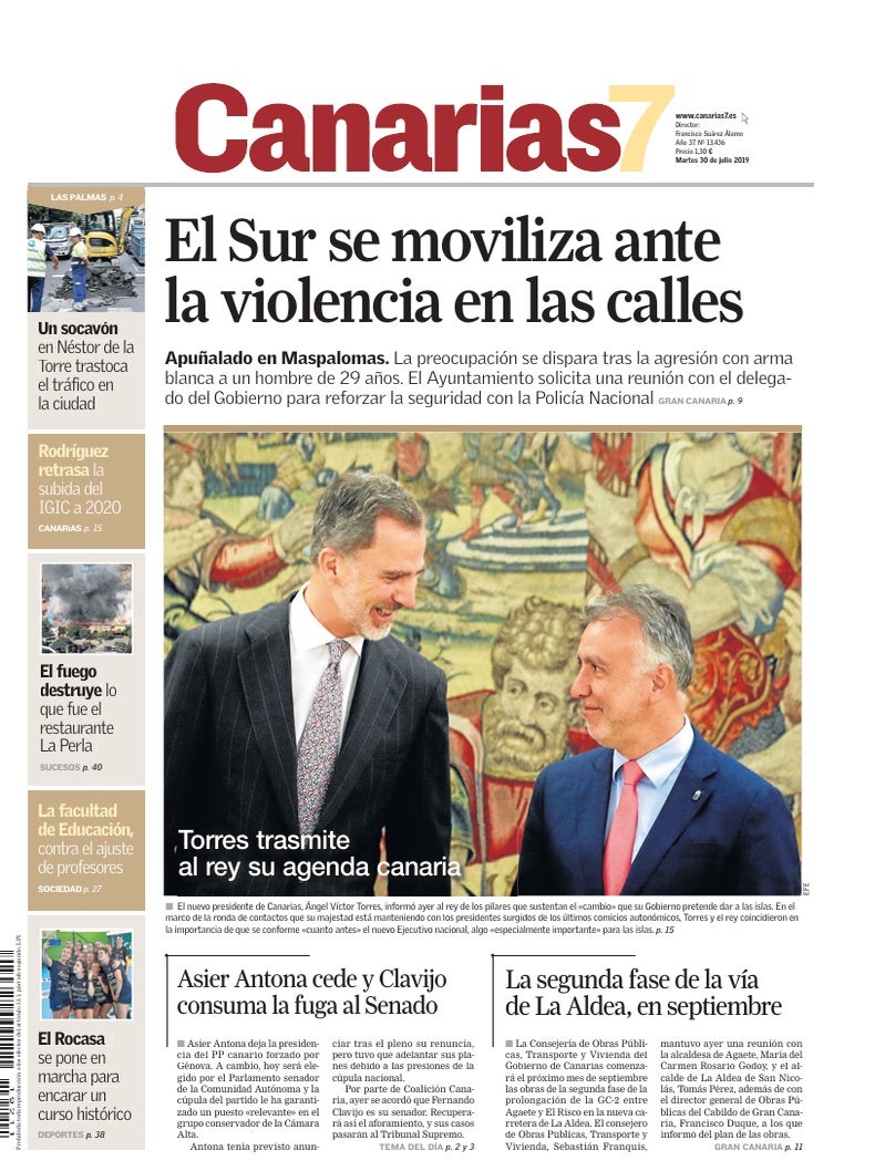 Portada Canarias7 30-07-2019