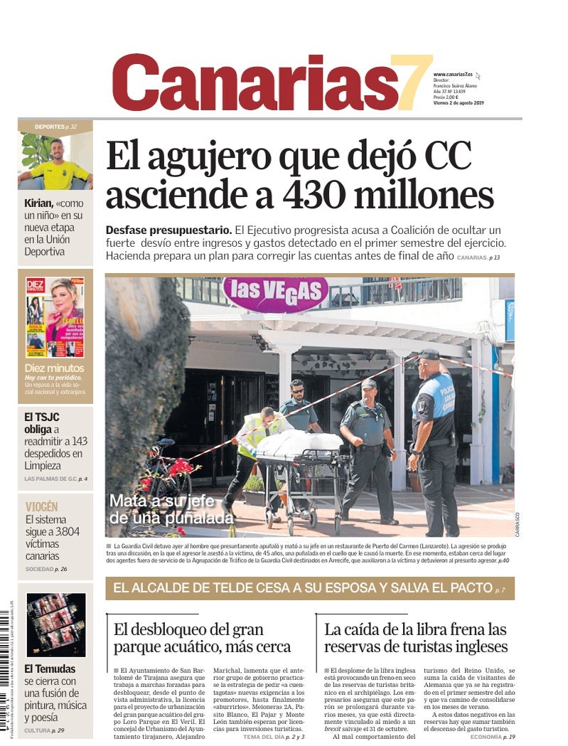 Portada Canarias7 02-08-2019