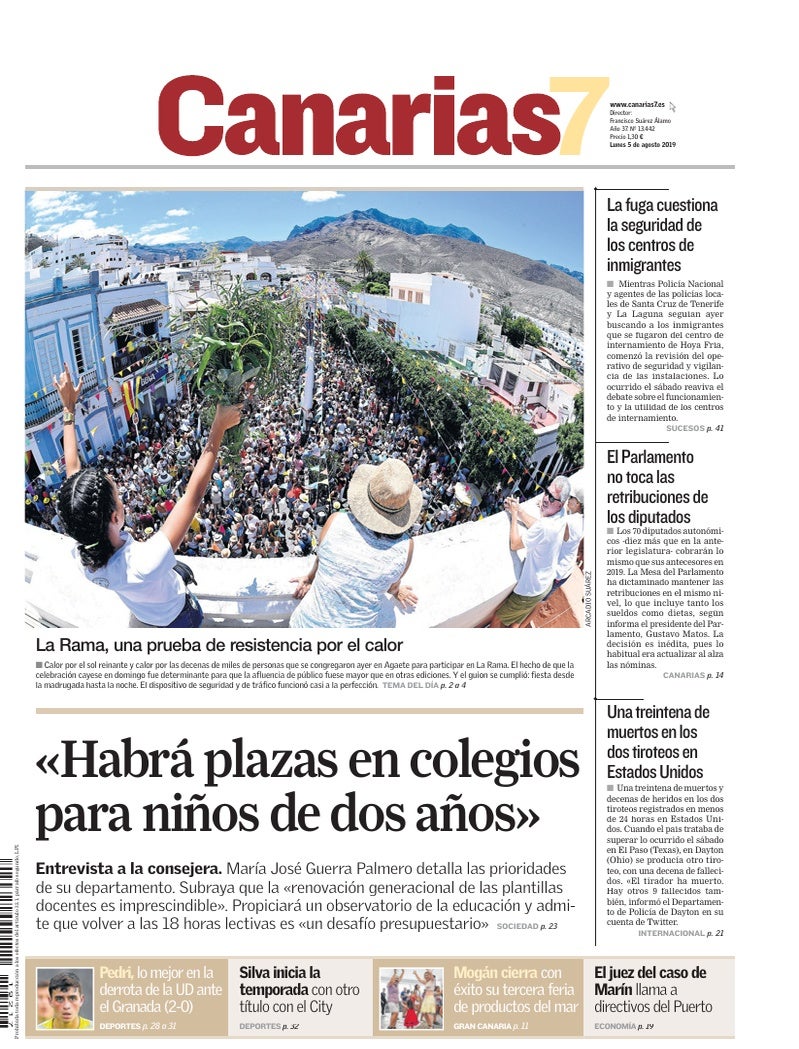 Portada Canarias7 05-08-2019