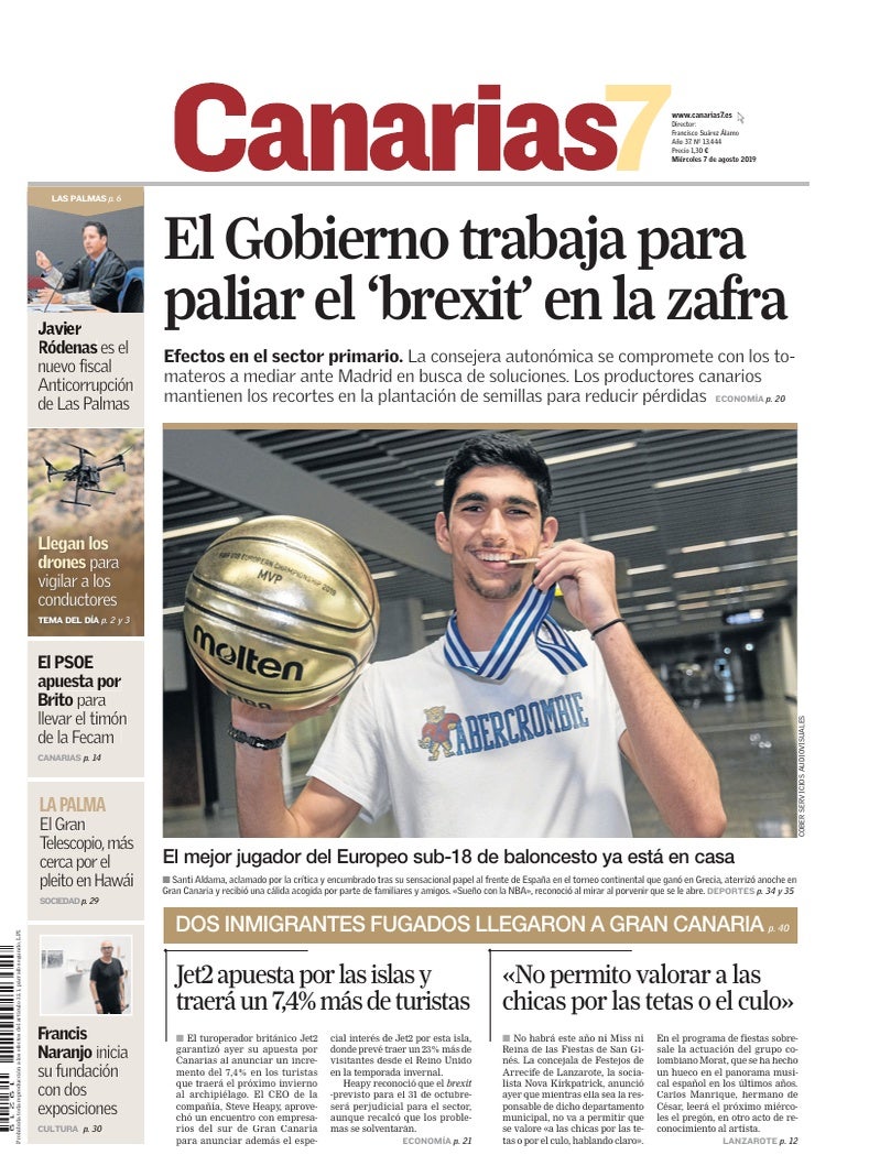 Portada Canarias7 07-08-2019