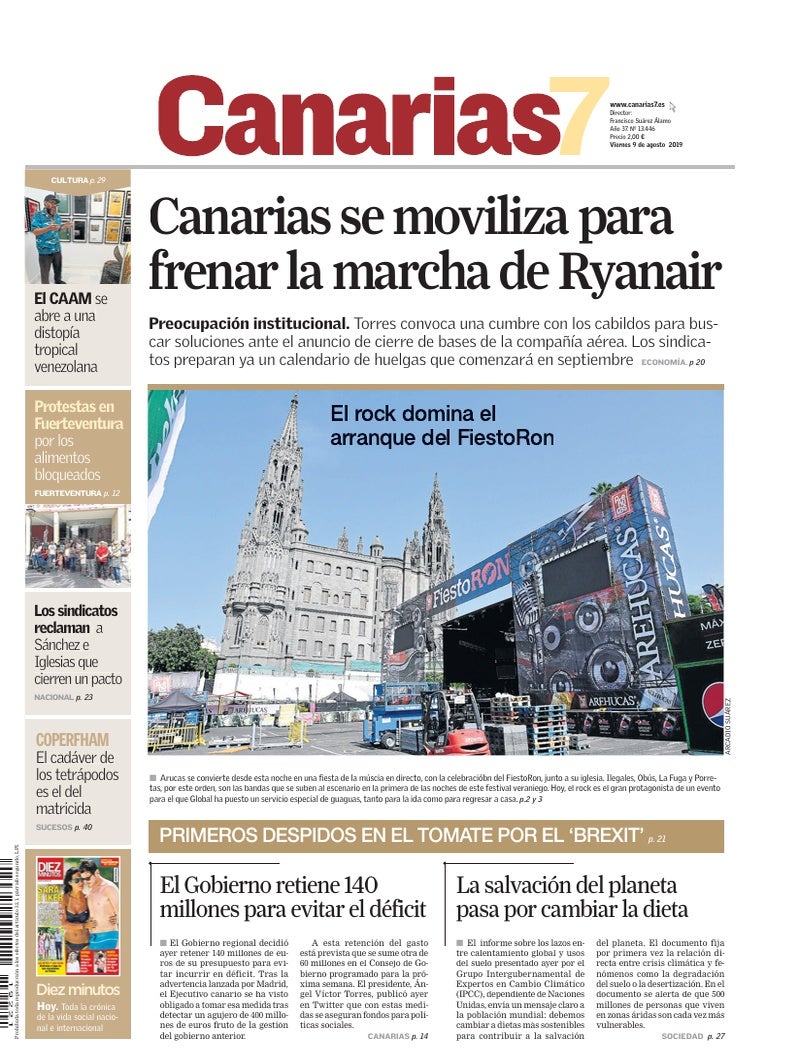 Portada Canarias7 09-08-2019
