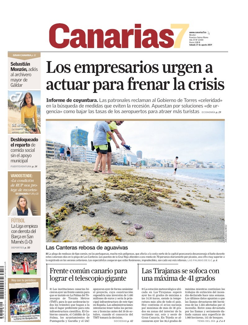 Portada Canarias7 17-08-2019