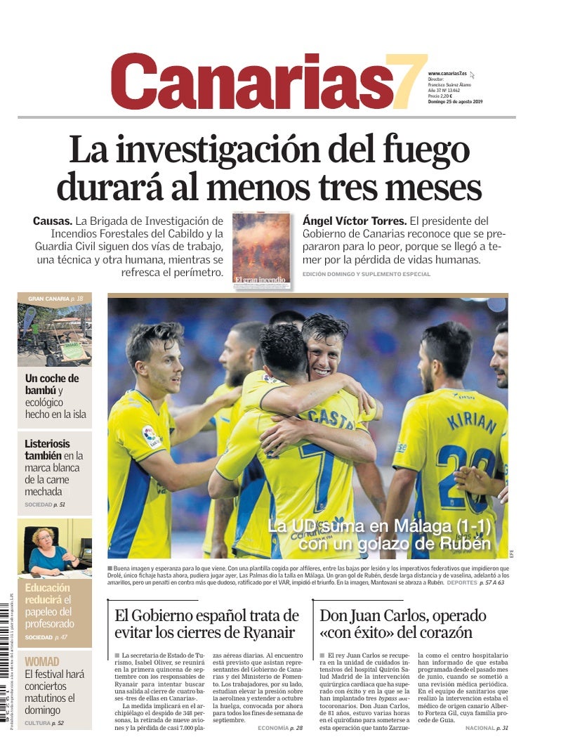 Portada Canarias7 25-08-2019