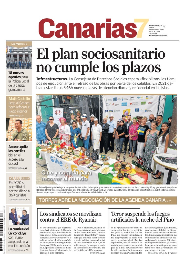 Portada Canarias7 27-08-2019