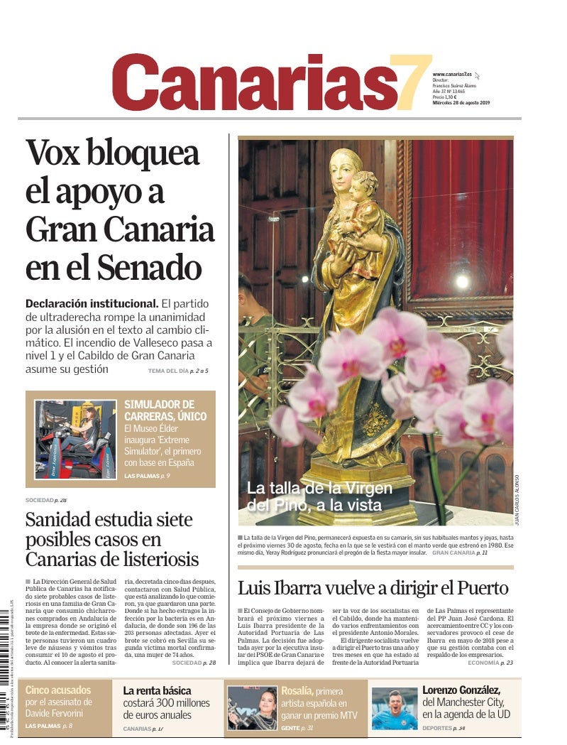 Portada Canarias7 28-08-2019