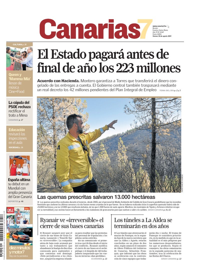 Portada Canarias7 30-08-2019