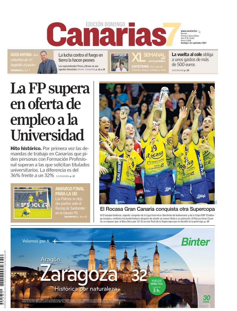 Portada Canarias7 01-09-2019