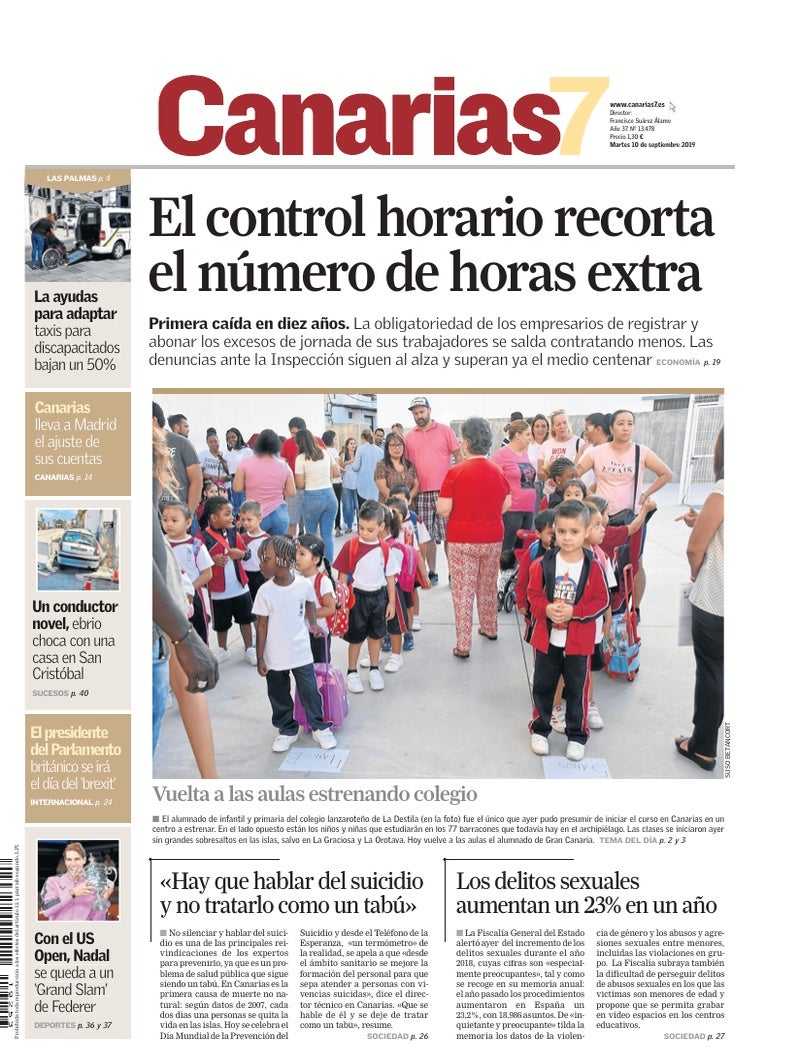 Portada Canarias7 10-09-2019