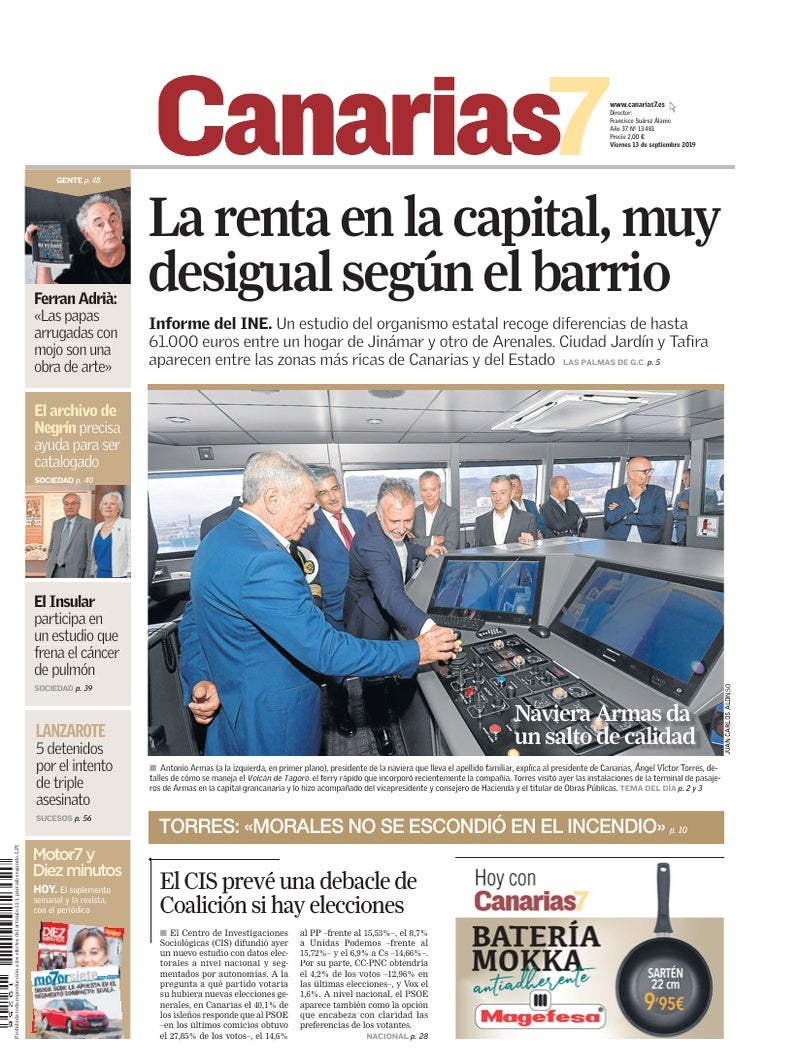 Portada Canarias7 13-09-2019