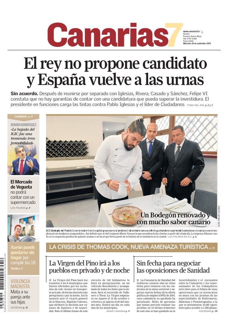 Portada Canarias7 18-09-2019