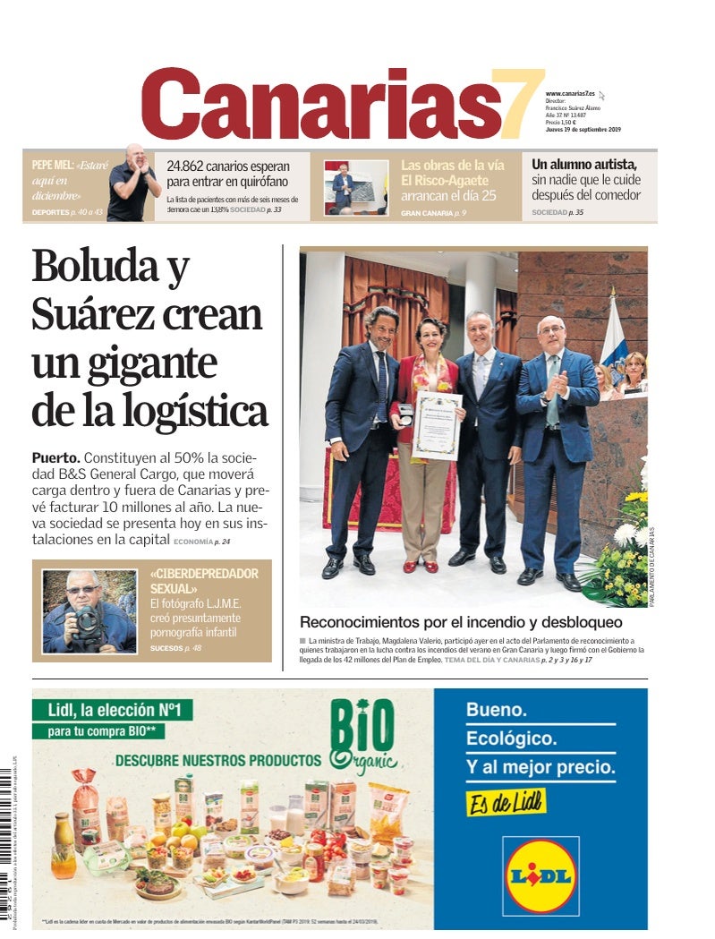 Portada Canarias7 19-09-2019