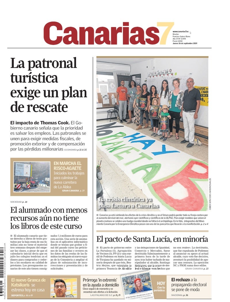 Portada Canarias7 26-09-2019