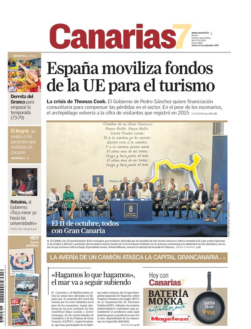 Portada Canarias7 27-09-2019