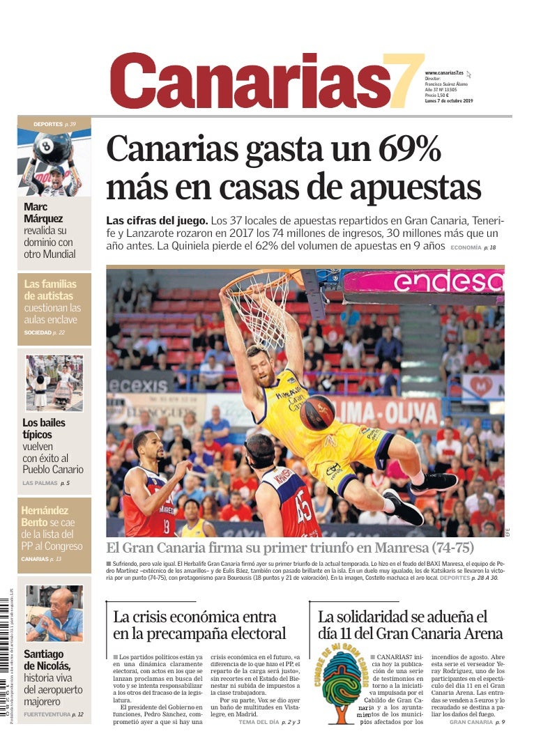 Portada Canarias7 07-10-2019