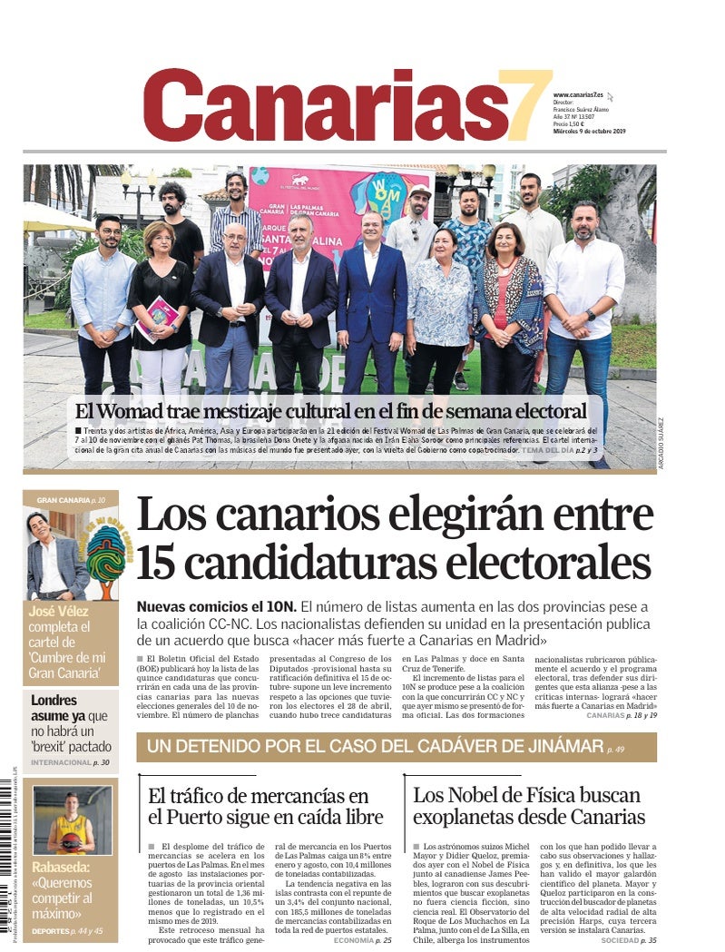Portada Canarias7 09-10-2019