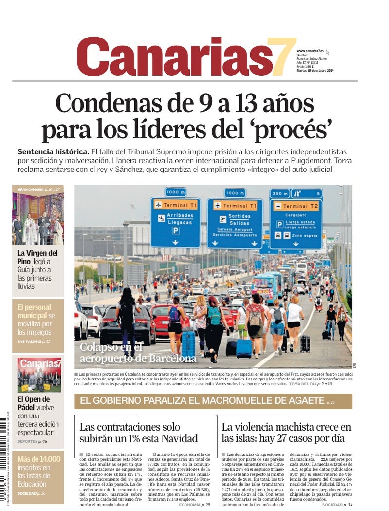 Portada Canarias7 15-10-2019