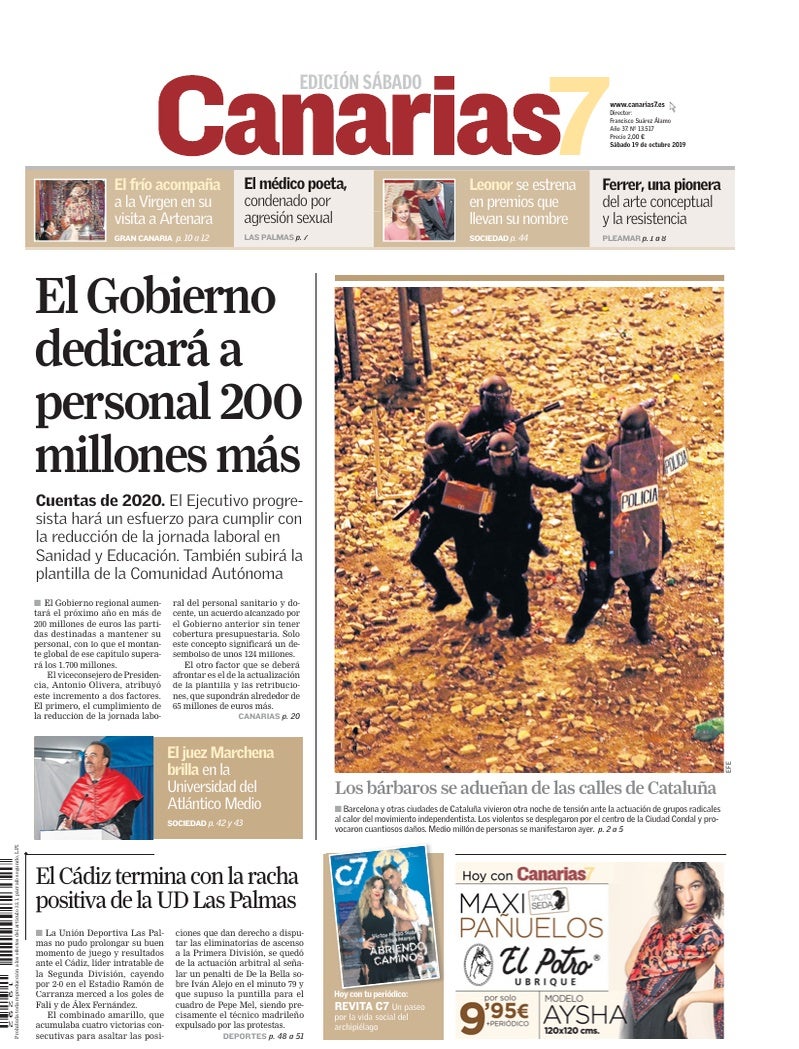 Portada Canarias7 19-10-2019