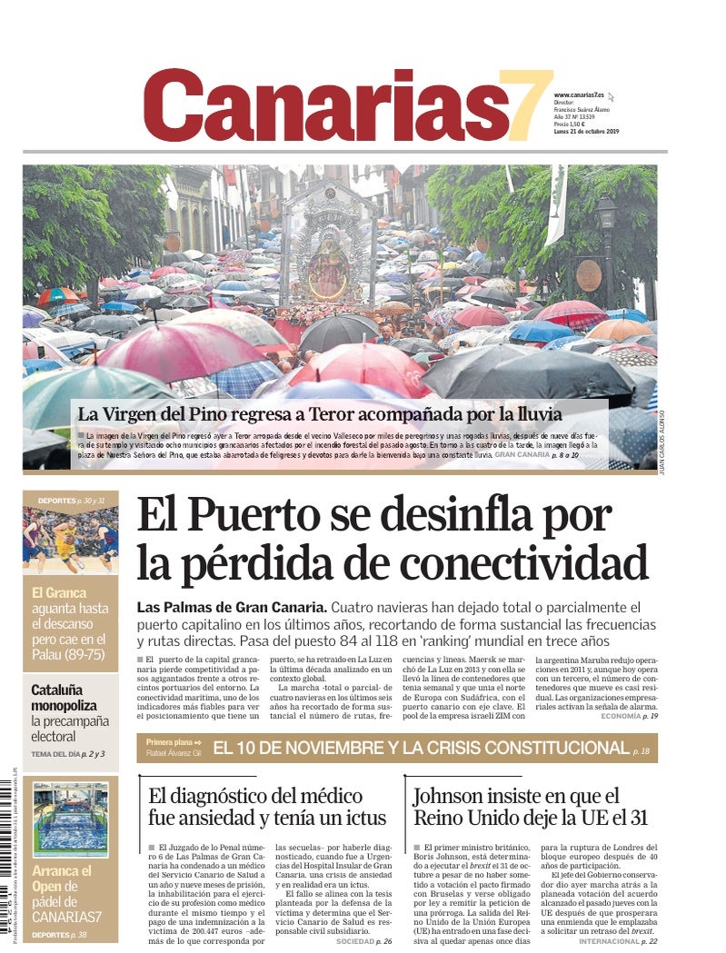 Portada Canarias7 21-10-2019