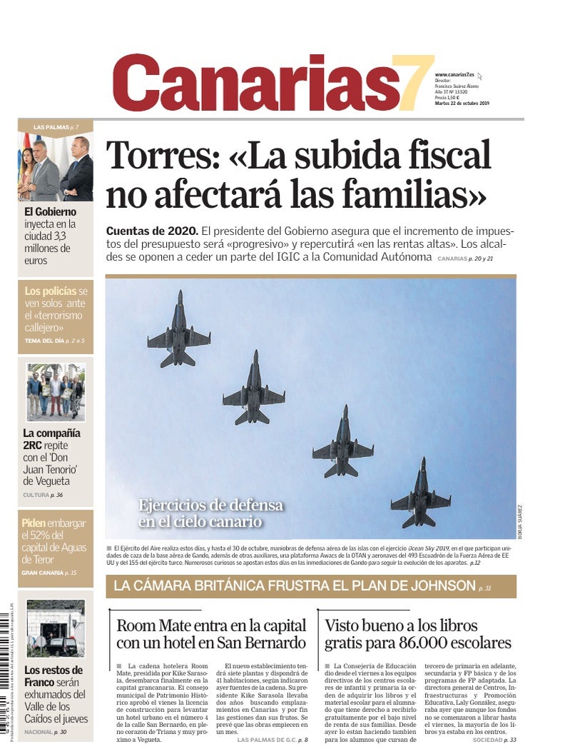 Portada Canarias7 22-10-2019