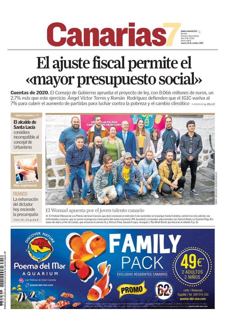 Portada Canarias7 24-10-2019
