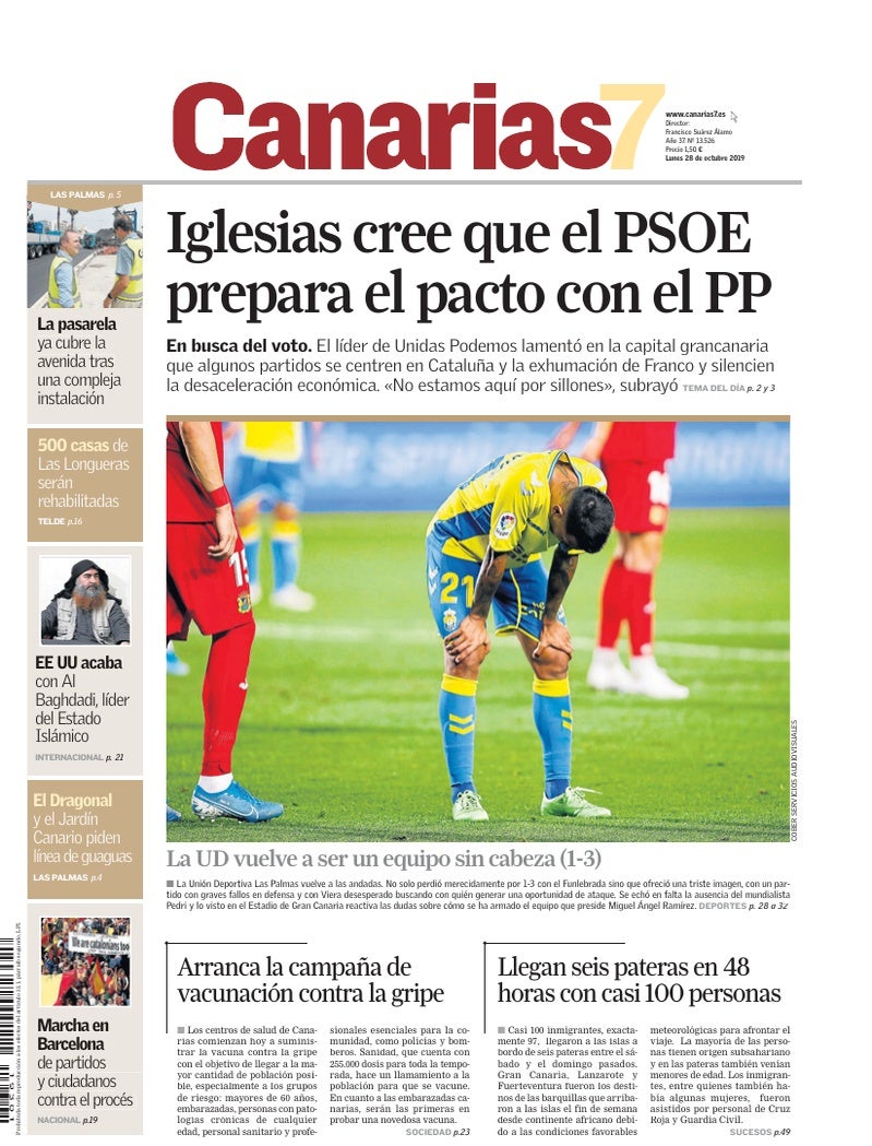 Portada Canarias7 28-10-2019