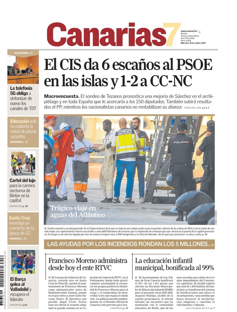 Portada Canarias7 30-10-2019