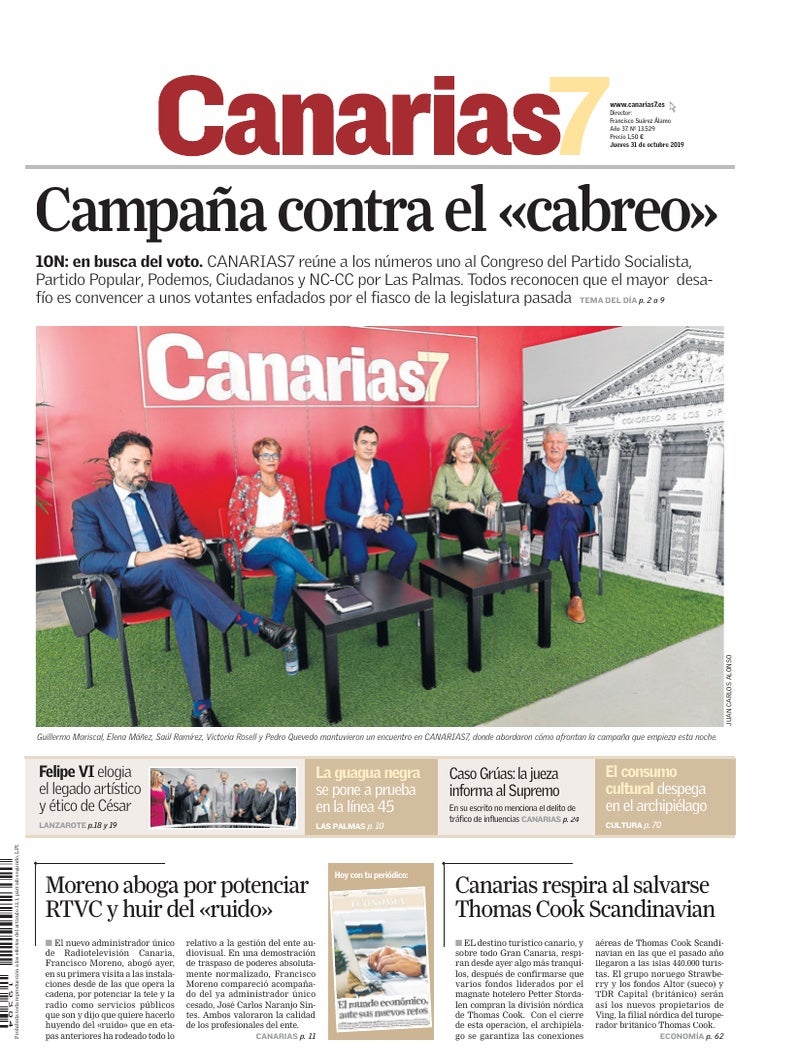 Portada Canarias7 31-10-2019