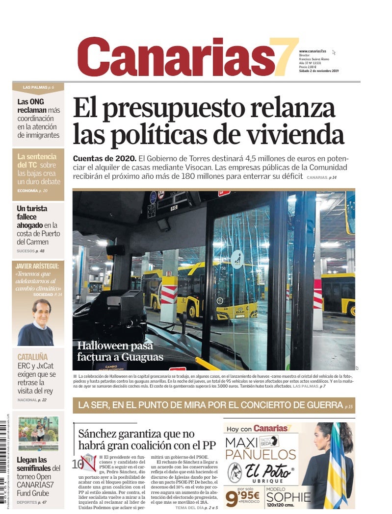 Portada Canarias7 02-11-2019