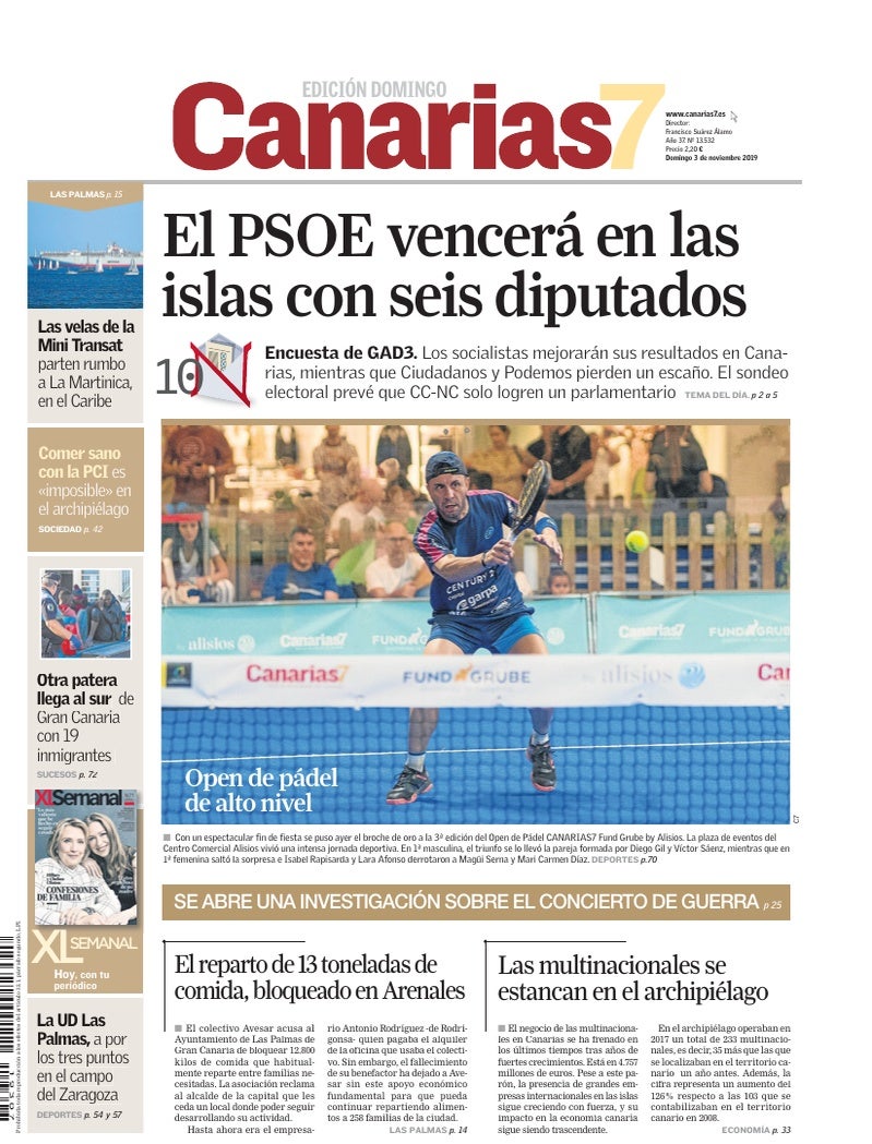 Portada Canarias7 03-11-2019