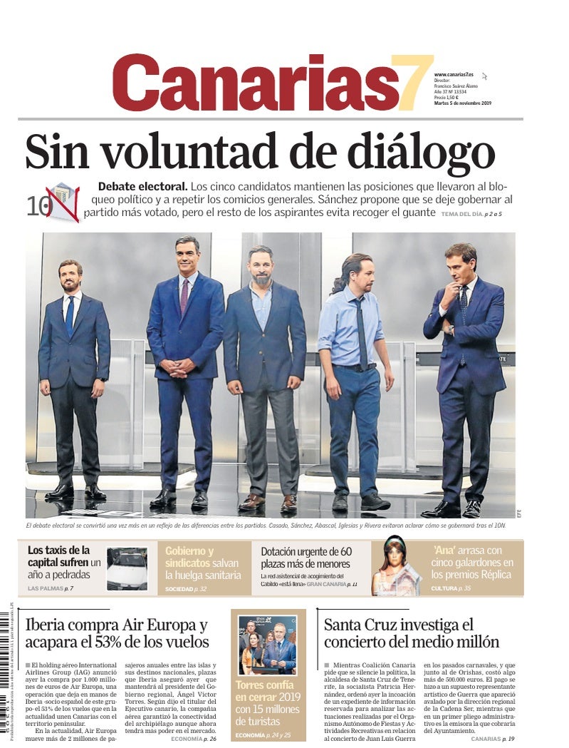 Portada Canarias7 05-11-2019