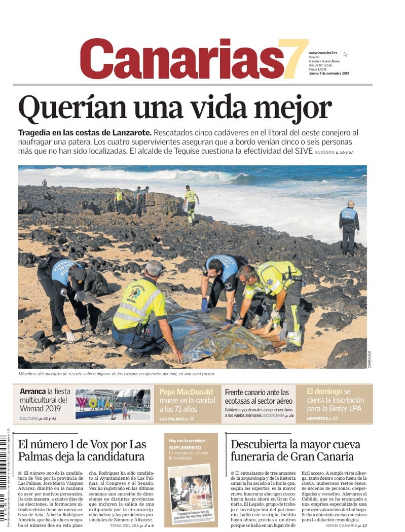 Portada Canarias7 07-11-2019