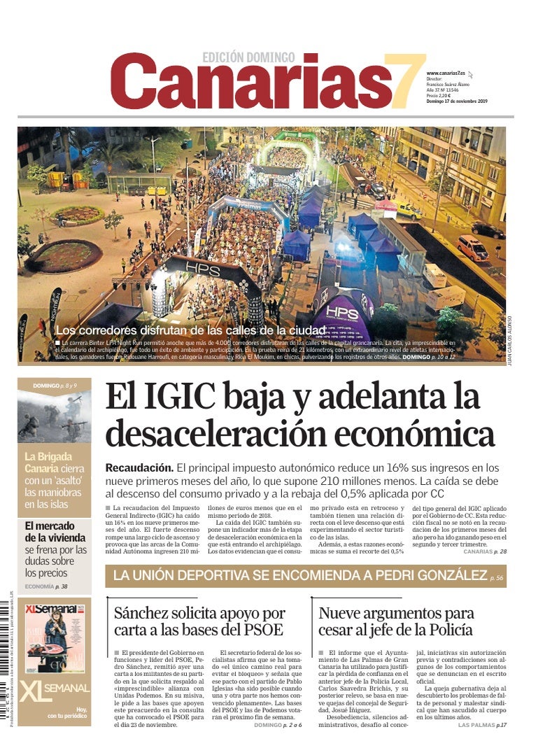 Portada Canarias7 17-11-2019