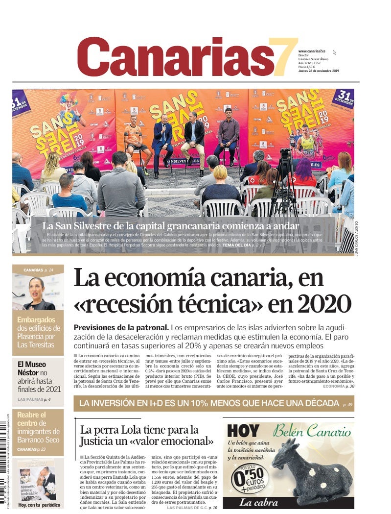 Portada Canarias7 28-11-2019