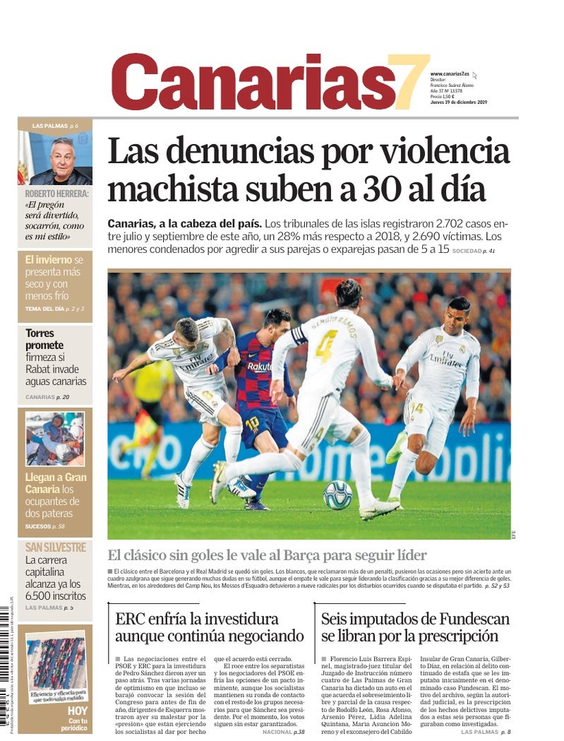 Portada Canarias7 19-12-2019