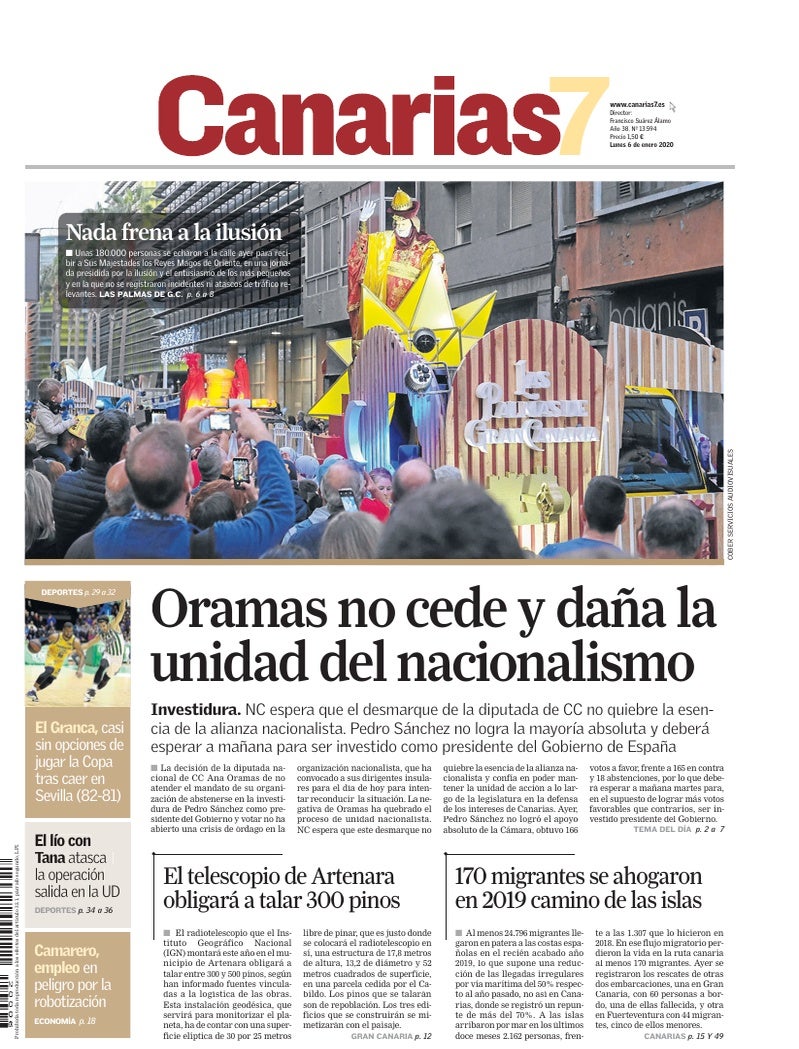 Portada Canarias7 06-01-2020