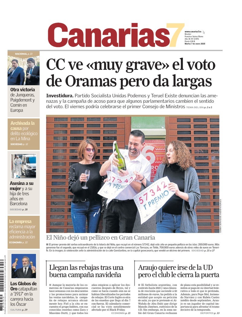 Portada Canarias7 07-01-2020