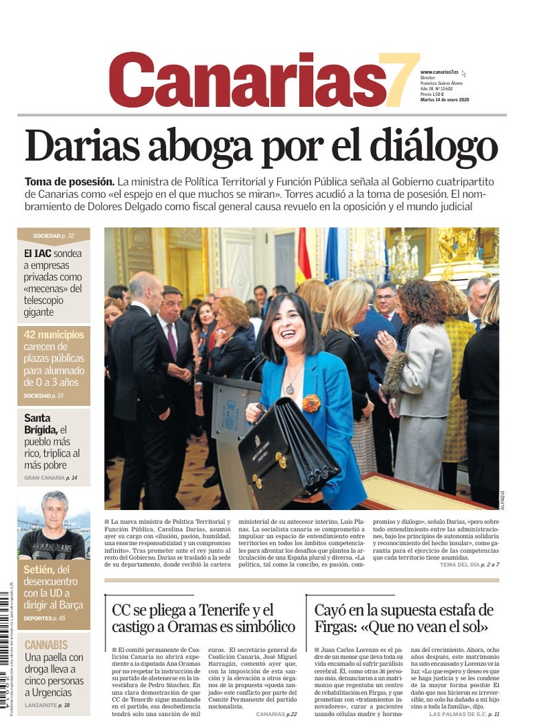 Portada Canarias7 14-01-2020