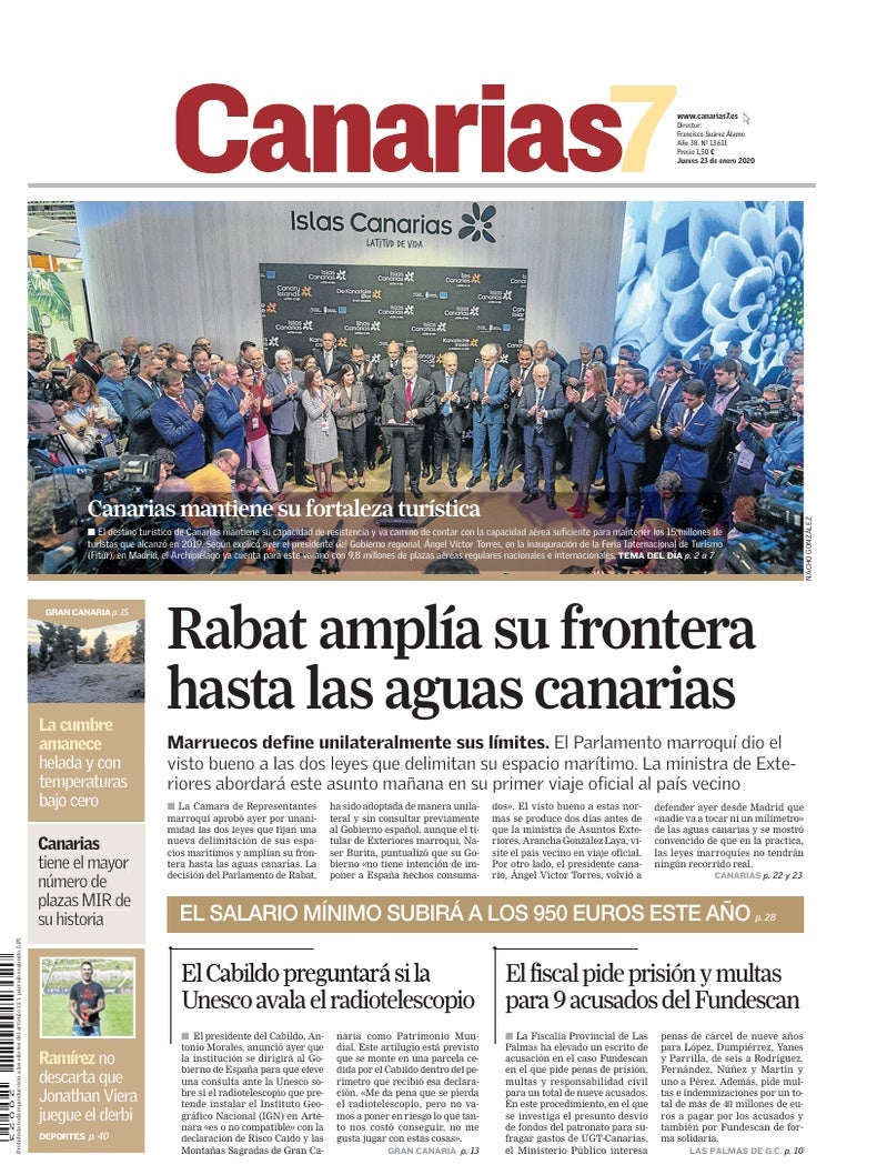 Portada Canarias7 23-01-2020