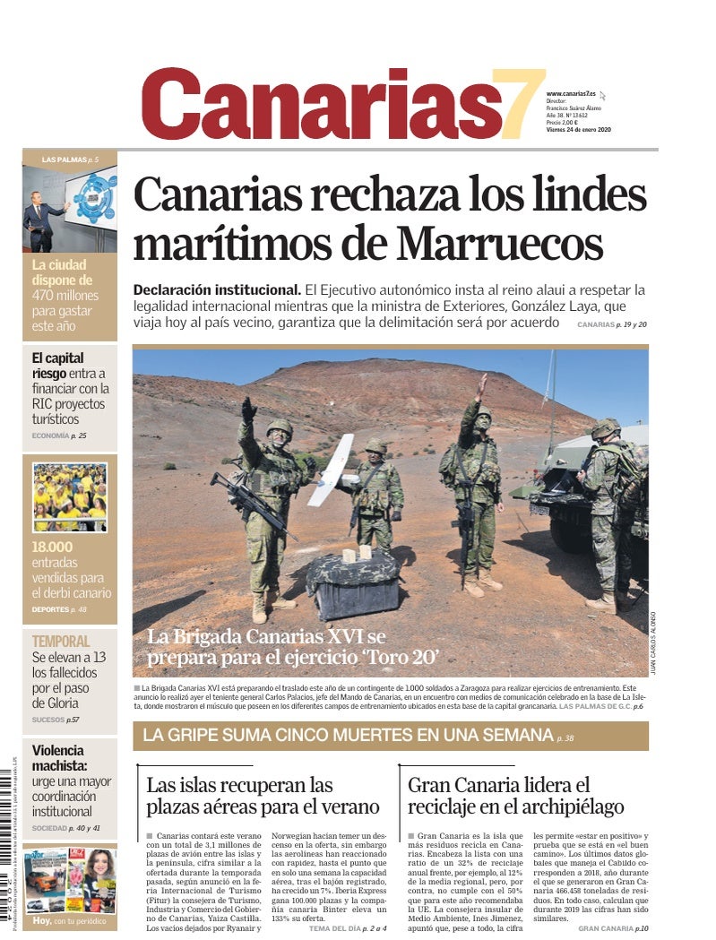 Portada Canarias7 24-01-2020