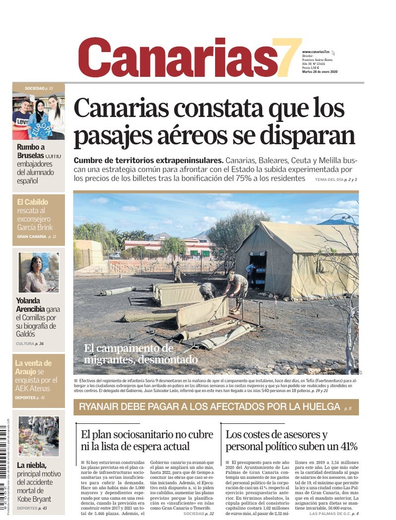 Portada Canarias7 28-01-2020