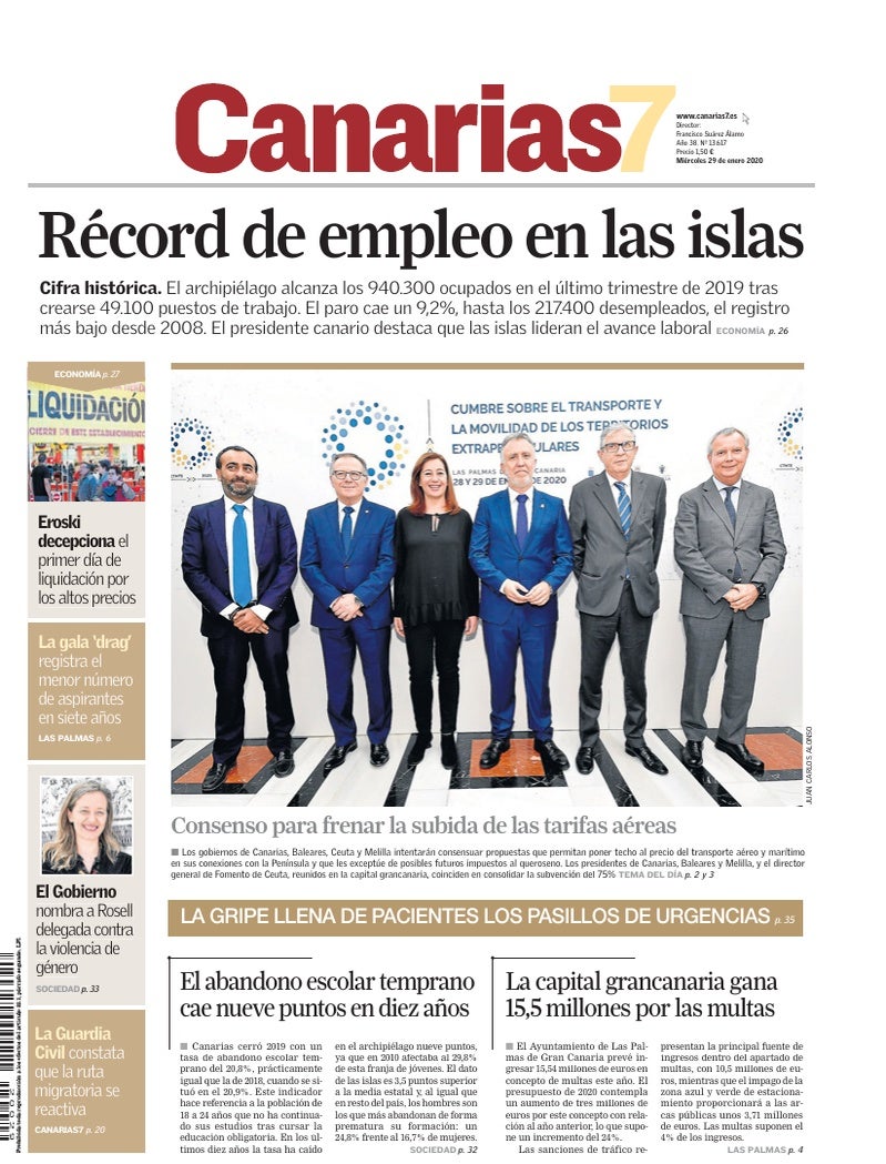 Portada Canarias7 29-01-2020
