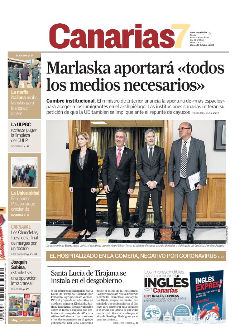 Portada Canarias7 14-02-2020