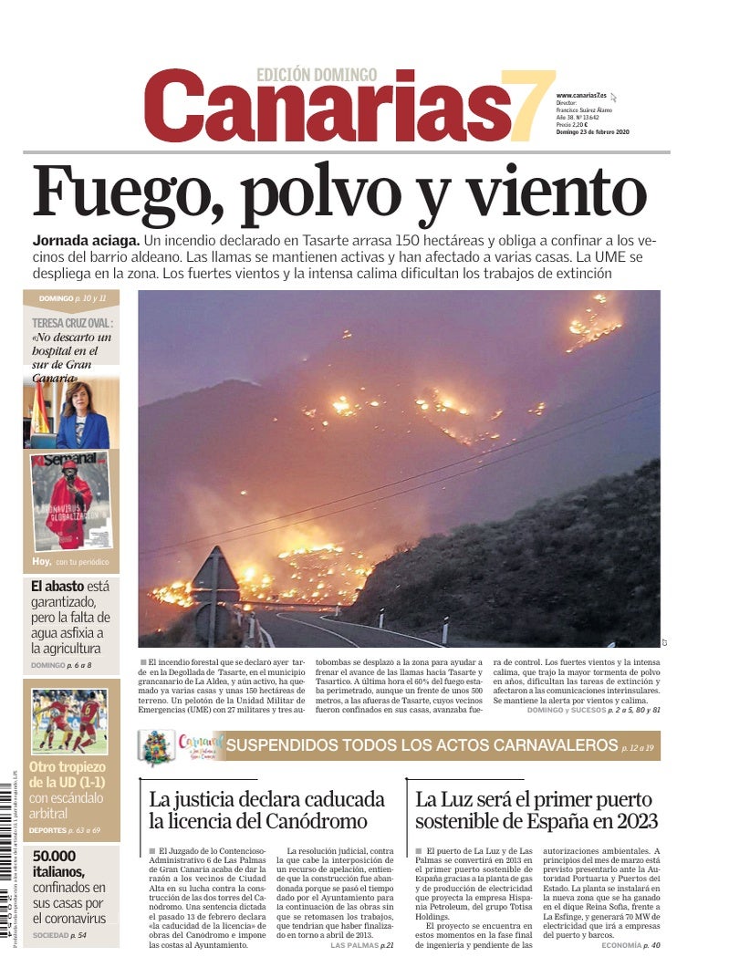 Portada Canarias7 23-02-2020